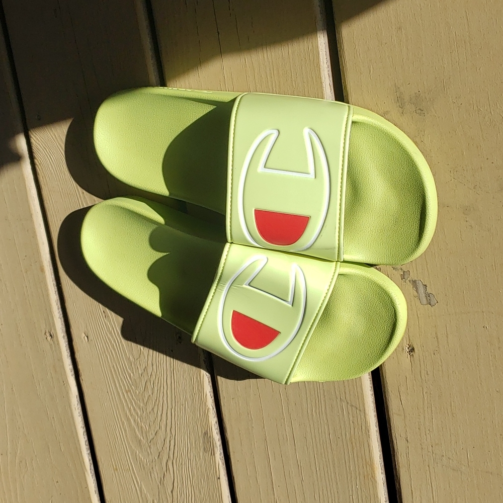 Lime Green Champion Slides